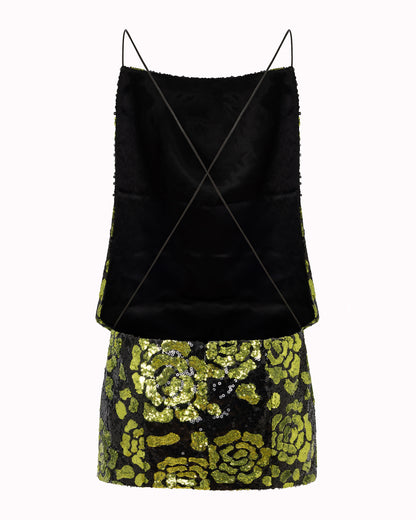 HERETICA DRESS -  BLACK & OLIVE GREEN