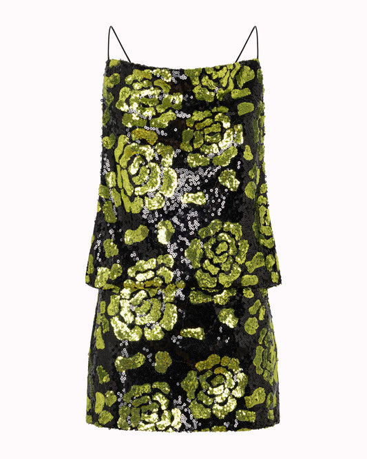 HERETICA DRESS -  BLACK & OLIVE GREEN