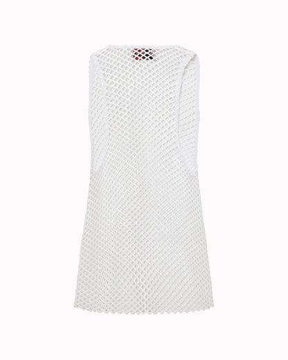SEQUIN NET TANK TOP - WHITE