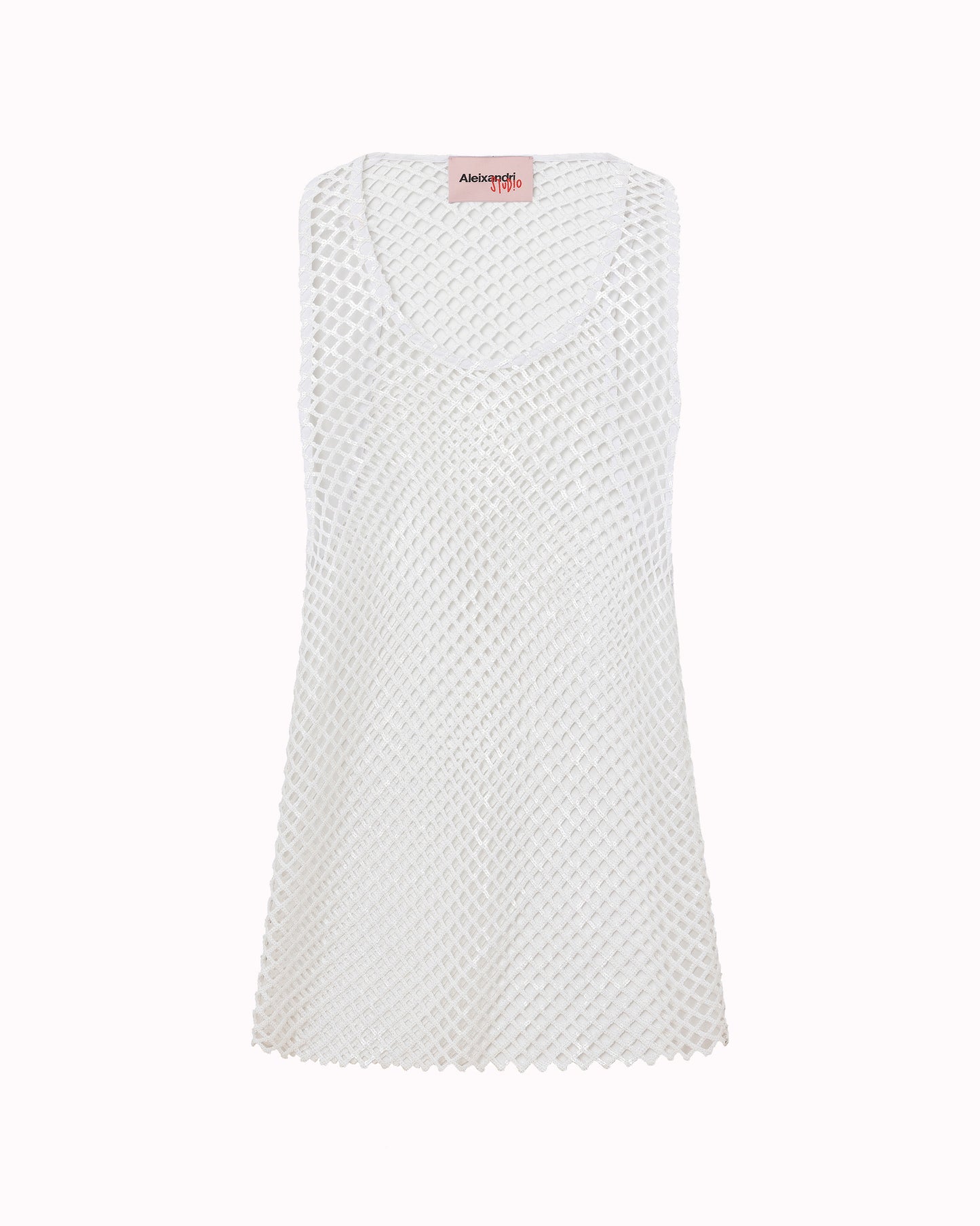SEQUIN NET TANK TOP - WHITE