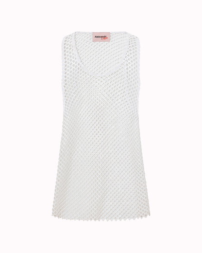 SEQUIN NET TANK TOP - WHITE