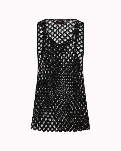 SEQUIN NET TANK TOP - BLACK