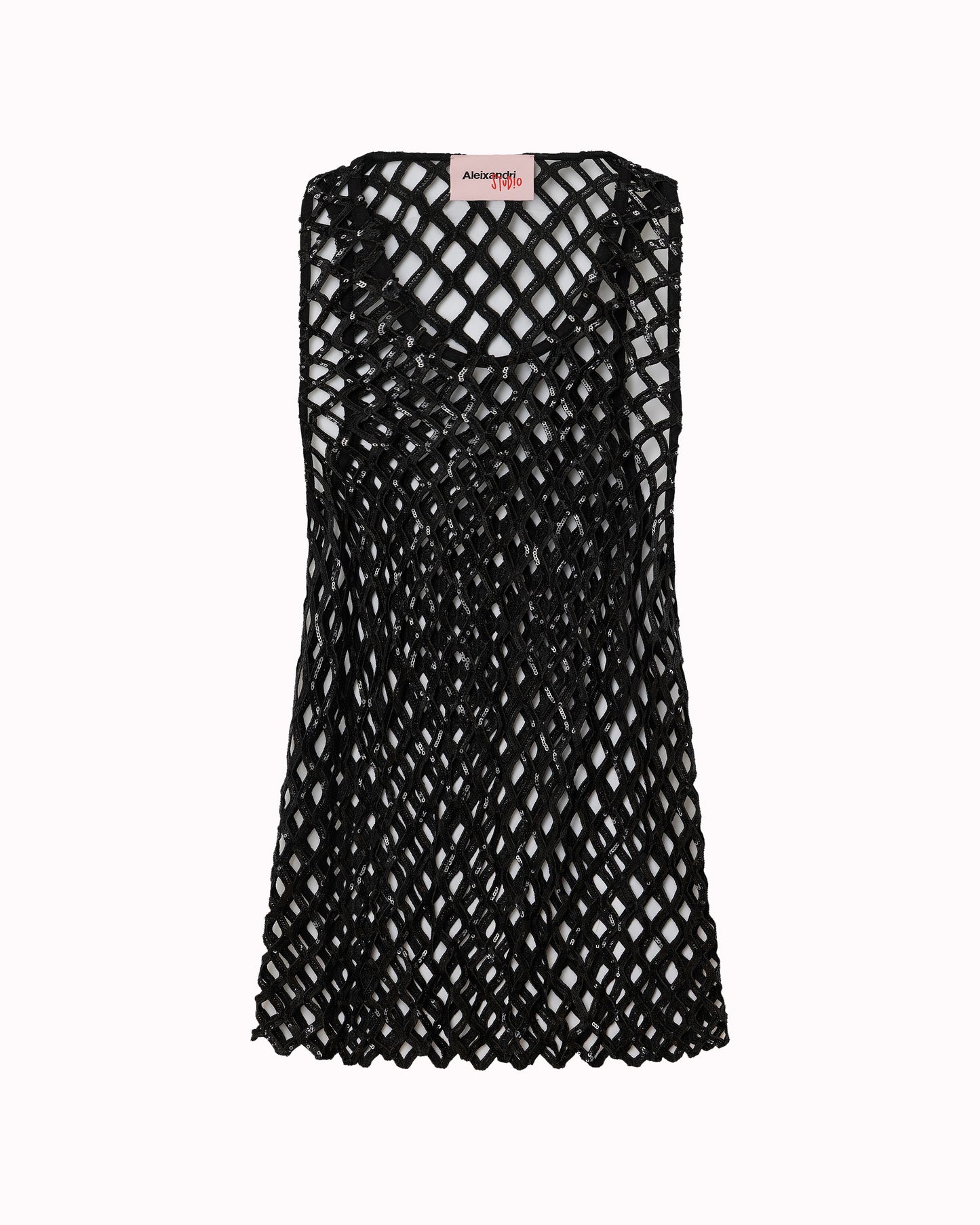 SEQUIN NET TANK TOP - BLACK