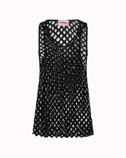 SEQUIN NET TANK TOP - BLACK