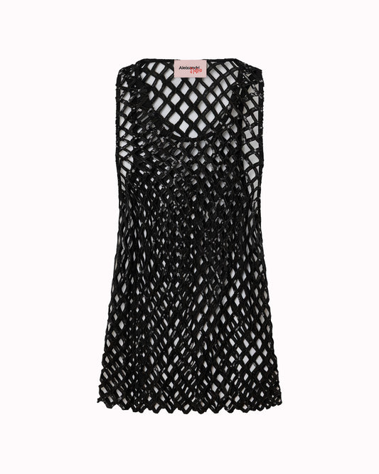 SEQUIN NET TANK TOP - BLACK
