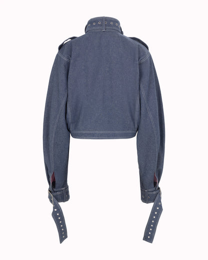 BUCKLE COLLAR JACKET - DENIM