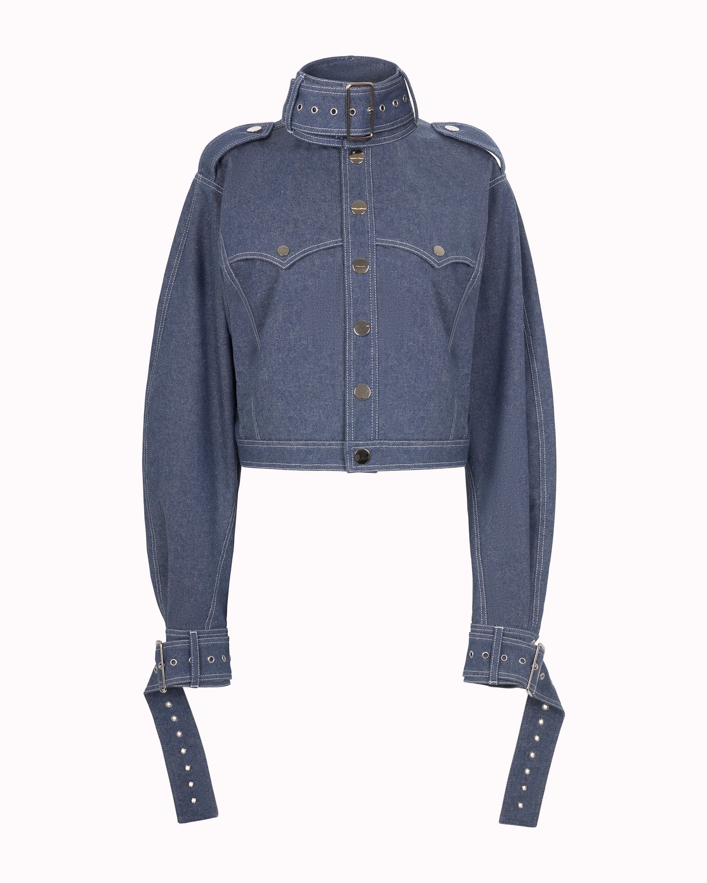 BUCKLE COLLAR JACKET - DENIM