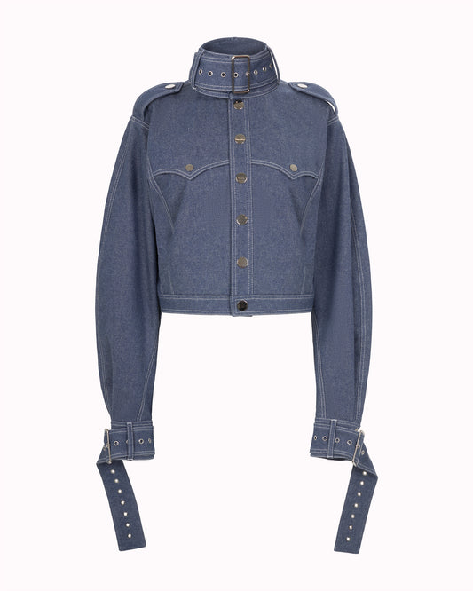BUCKLE COLLAR JACKET - DENIM