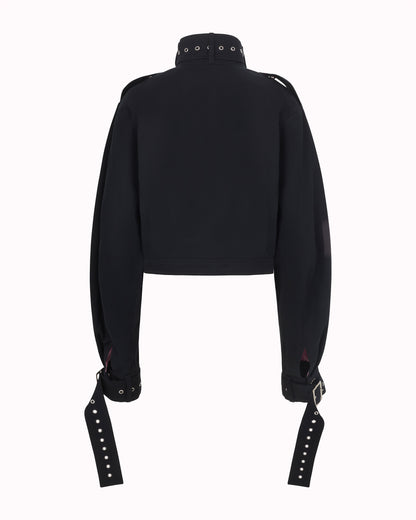 BUCKLE COLLAR JACKET - BLACK