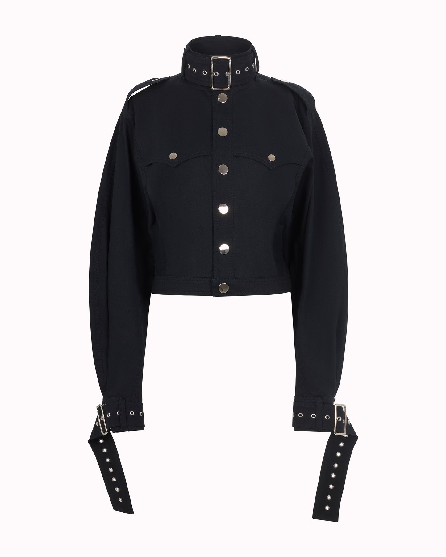 BUCKLE COLLAR JACKET - BLACK