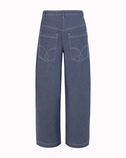 LACE GARTER JEANS - DENIM