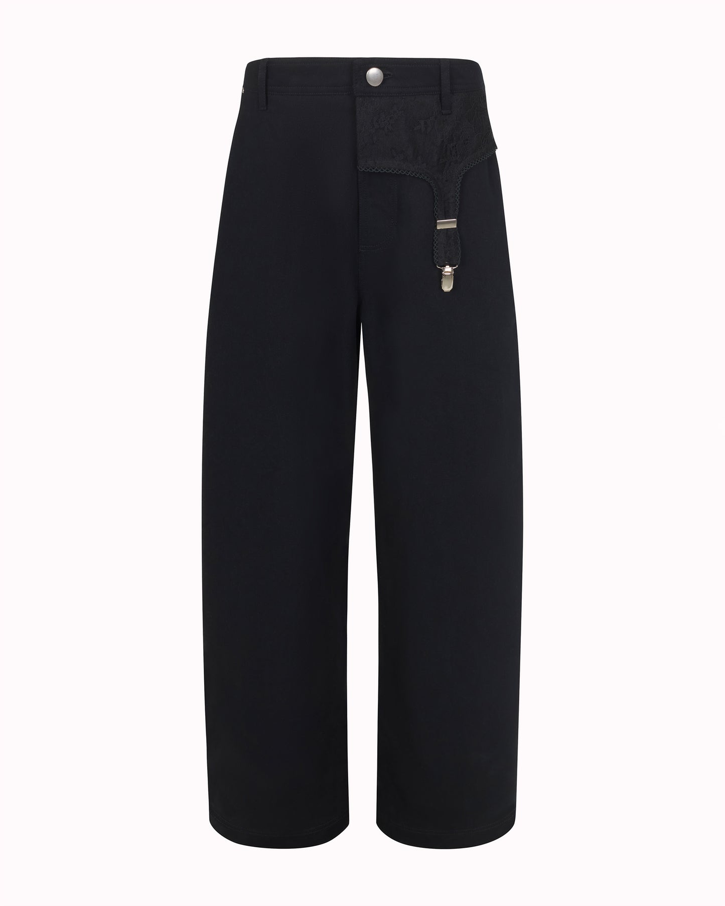 LACE GARTER JEANS - BLACK