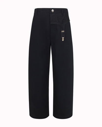 LACE GARTER JEANS - BLACK