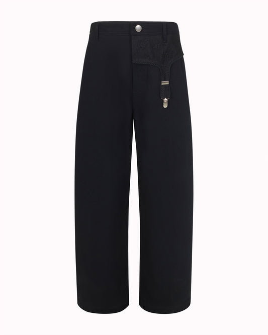 LACE GARTER JEANS - BLACK