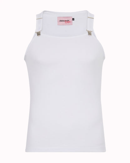 SUSPENDER TANK TOP - WHITE