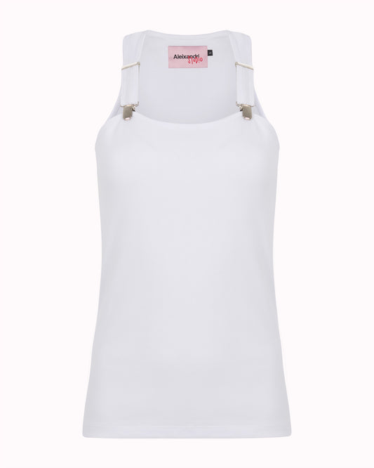 SUSPENDER TANK TOP - WHITE