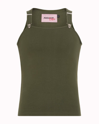 SUSPENDER TANK TOP - KHAKI
